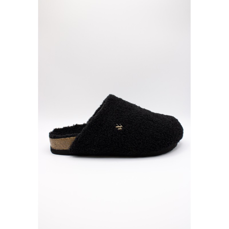 Sabots femme noirs moumoute Vanessa Wu EZIA