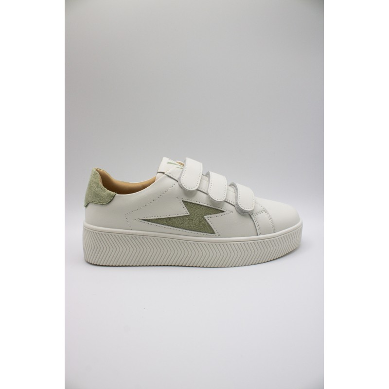 Baskets Vanessa Wu blanches éclair vert amande scratch