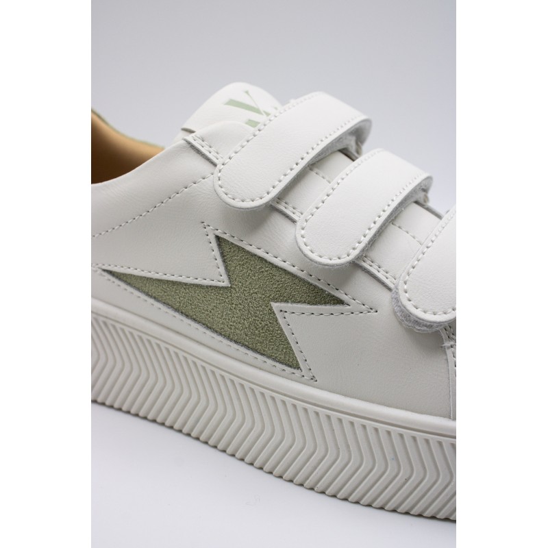 Baskets Vanessa Wu blanches éclair vert amande scratch