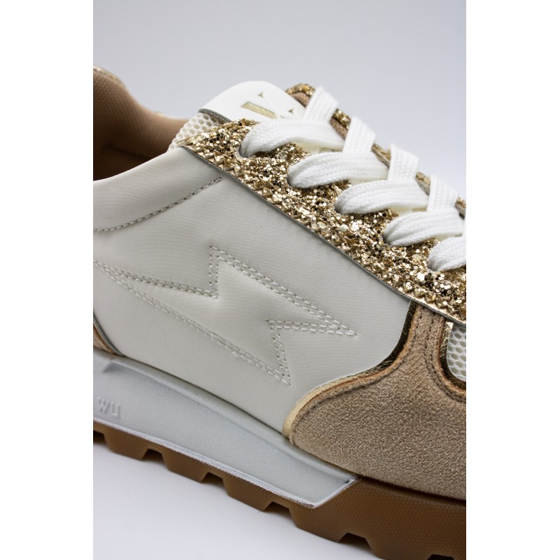 Baskets Vanessa Wu PAOLA beige et or femme