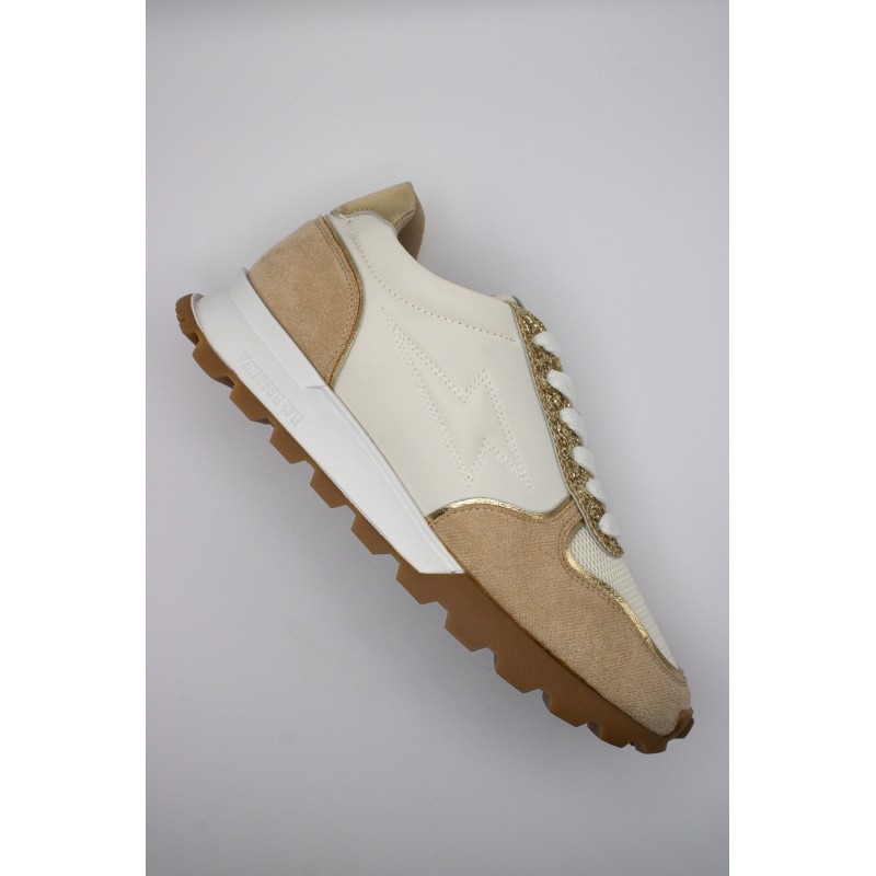 Baskets Vanessa Wu PAOLA beige et or femme