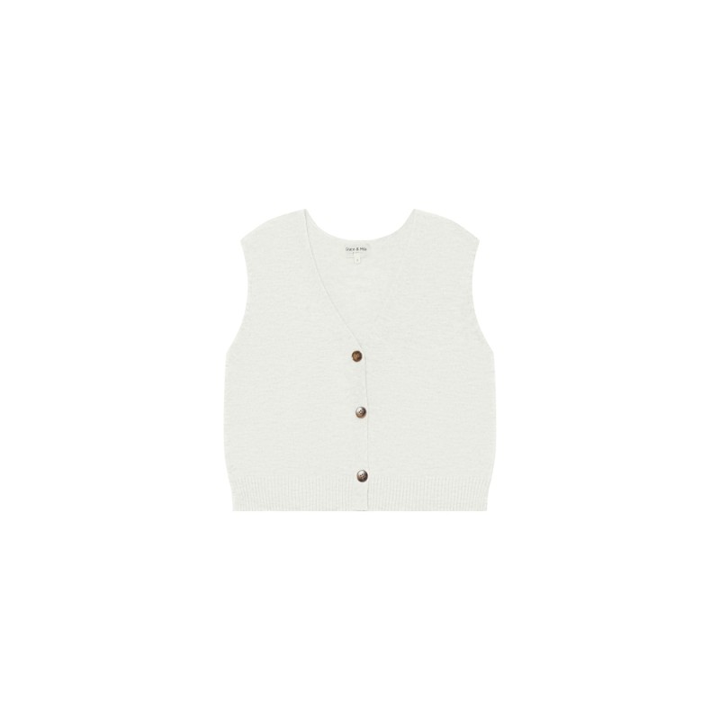 Gilet sans manches écru SANTA GRACE ET MILA