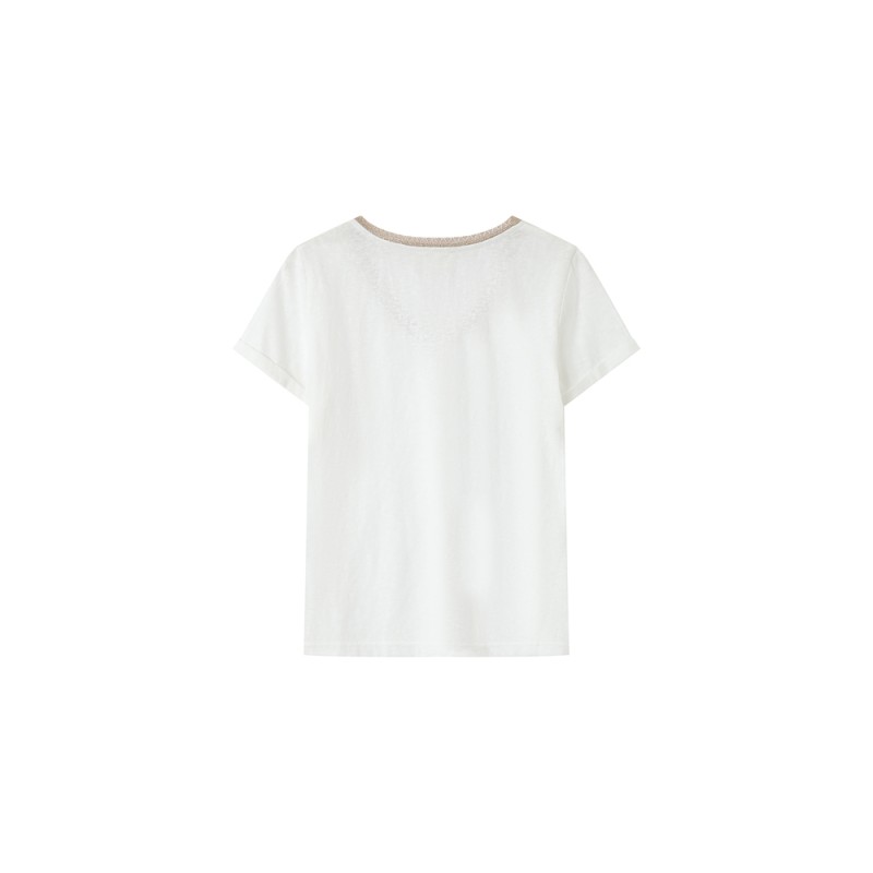 T-shirt ivoire col V SPACE GRACE ET MILA