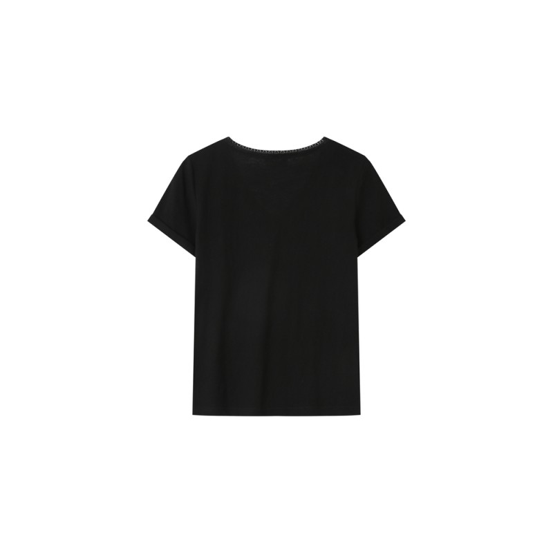 T-shirt noir col V SPACE GRACE ET MILA
