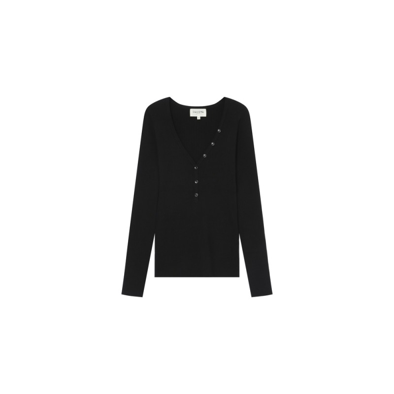 Pull ajusté SATURNIN noir GRACE ET MILA