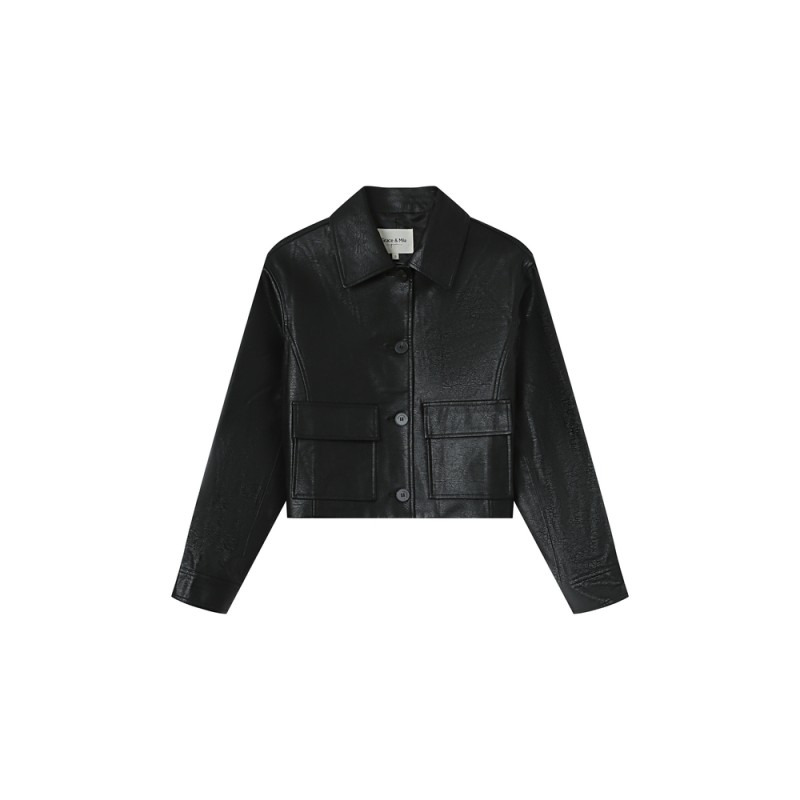 Veste effet cuir noire solange GRACE ET MILA