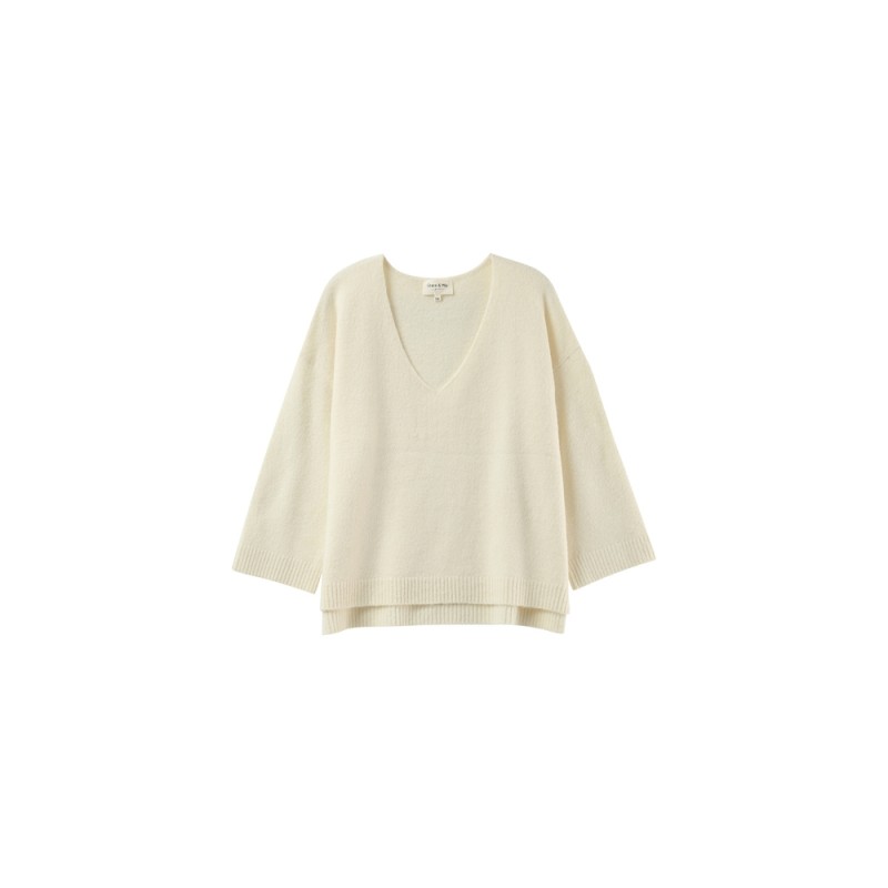 Paltrow écru - Pull col V GRACE & MILA