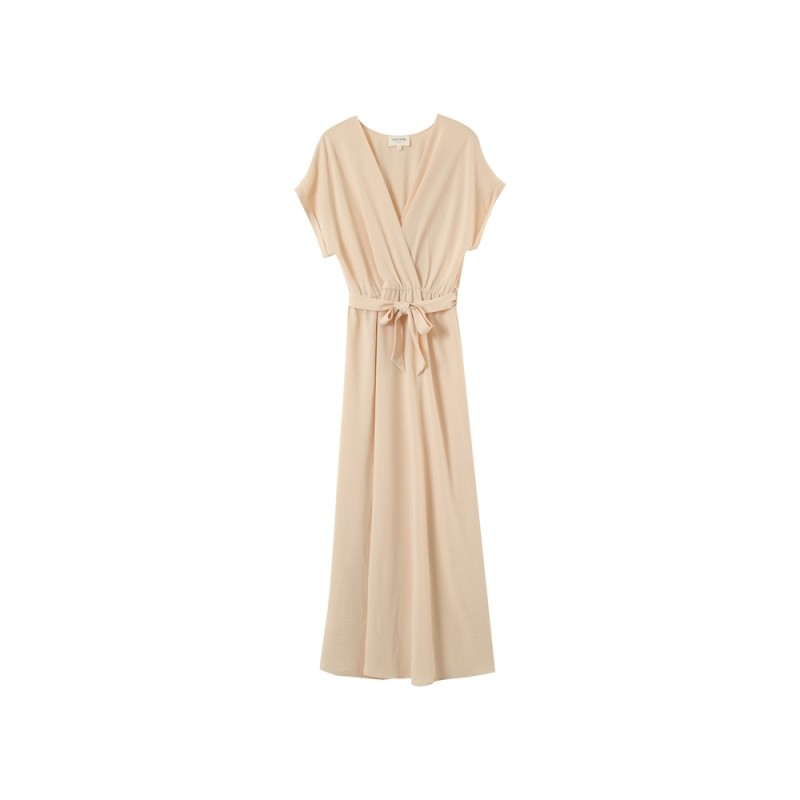 Robe longue beige fluide Grace & Mila femme élégante