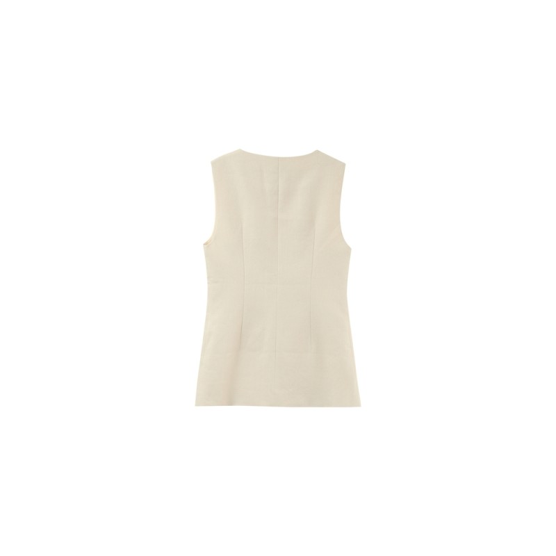 Gilet sans manches beige Grace & Mila femme chic été
