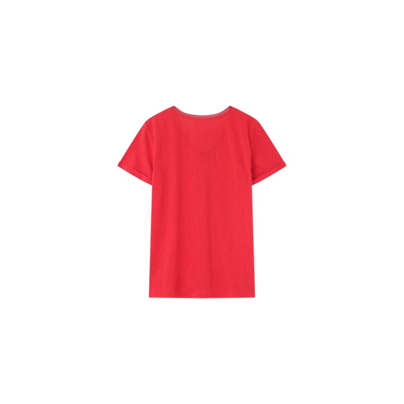 T-shirt col V lurex PEPITO rouge Grace & Mila