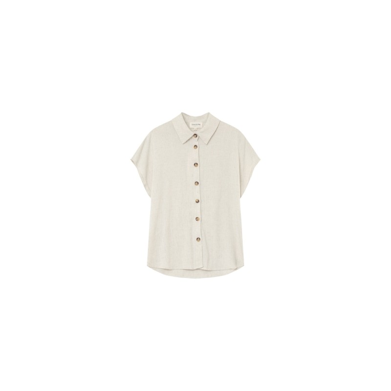 Chemise beige femme Grace & Mila manches courtes été