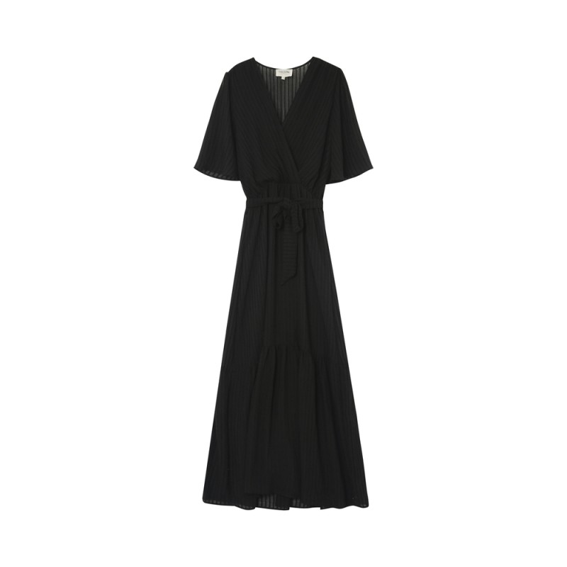 Robe longue noire fluide Grace & Mila femme chic