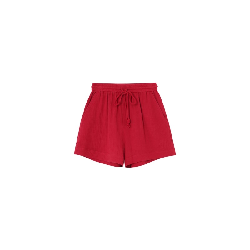 Short gaze de coton rouge Grace & Mila femme été