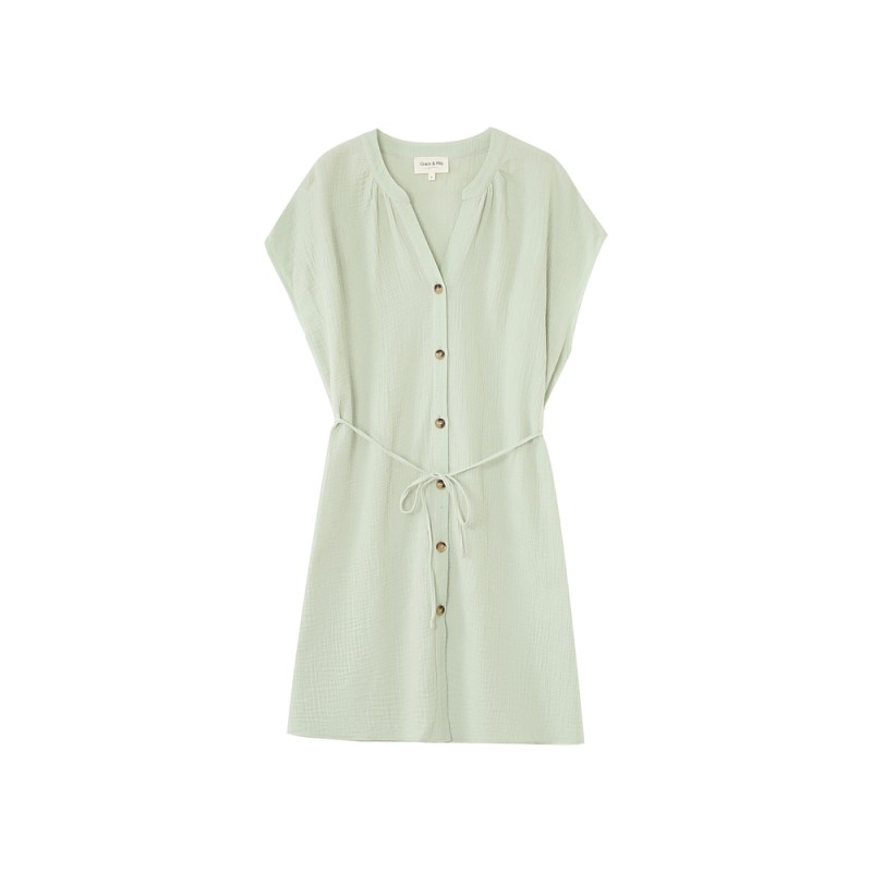 Robe coton vert menthe ROZANA Grace & Mila femme