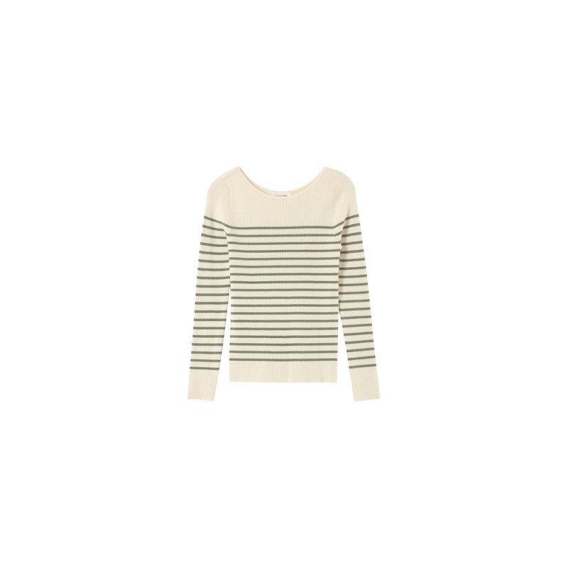 Pacome kaki - Pull rayé en maille GRACE & MILA