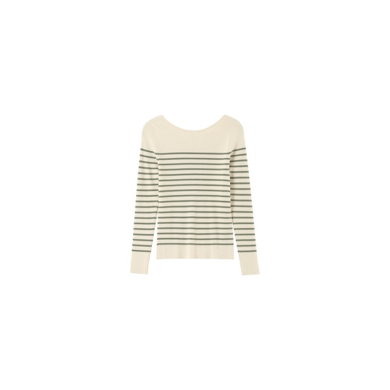 Pacome kaki - Pull rayé en maille GRACE & MILA