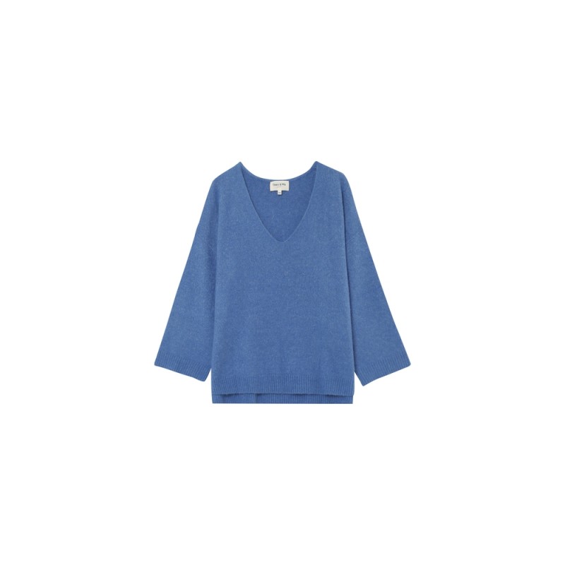 Paltrow bleu - Pull col V GRACE & MILA