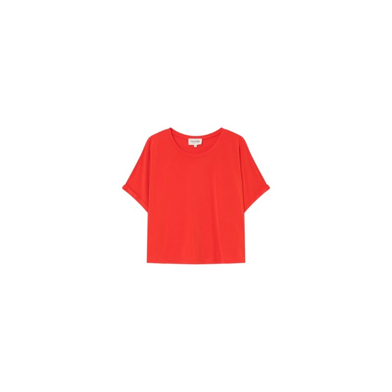 T-shirt rouge modal col rond PARMA Grace & Mila femme