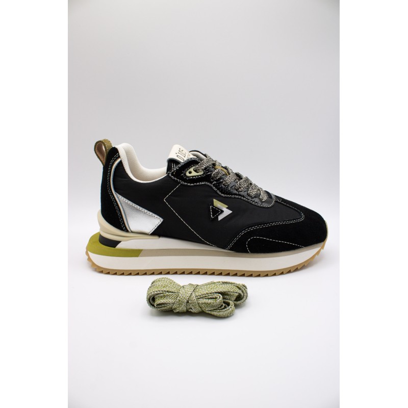 0-105 Lenox – Baskets femme noires et argentées