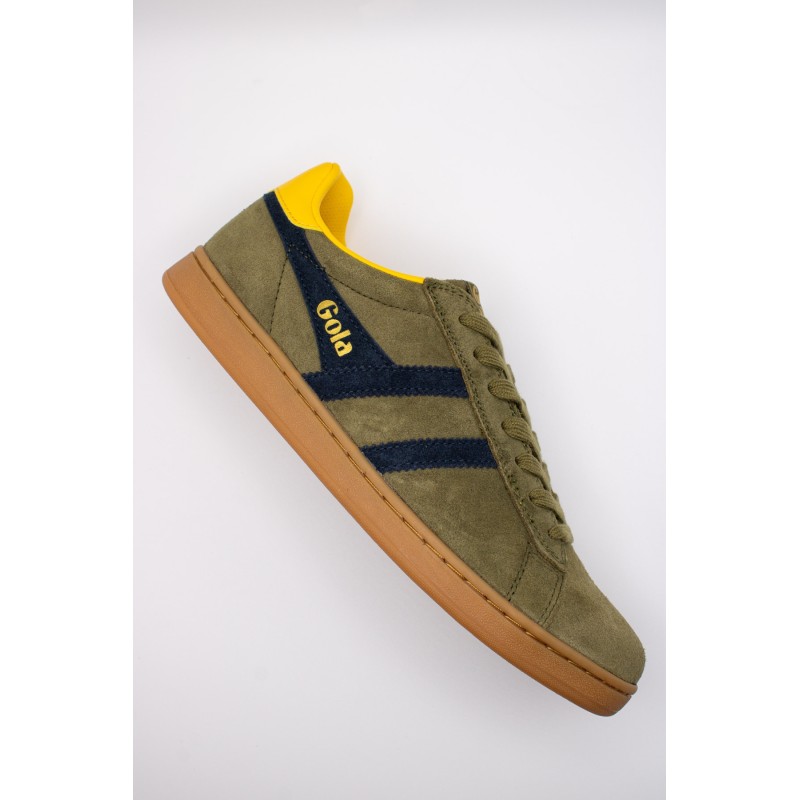 Baskets Gola Équipe II homme – Kaki, marine et jaune