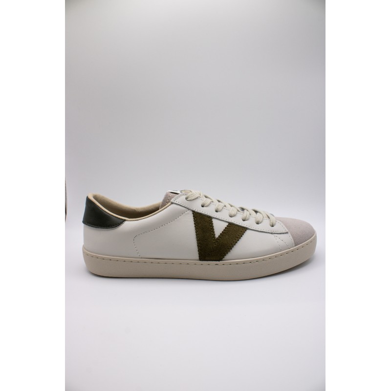 Berlin blanches & kaki - Baskets VICTORIA unisexes