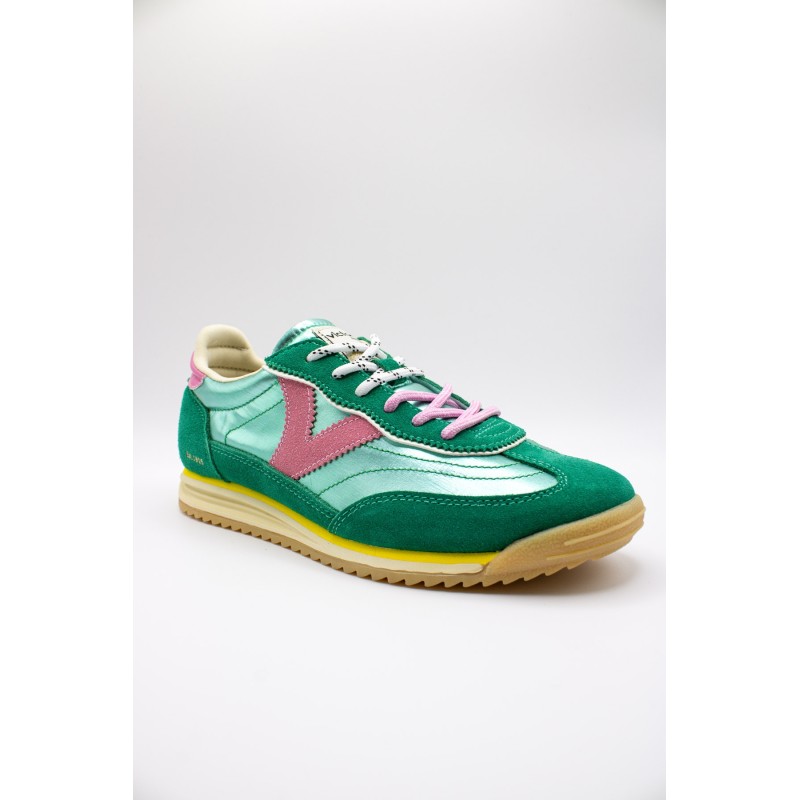 Baskets Saturno Jade femme vert et rose rétro