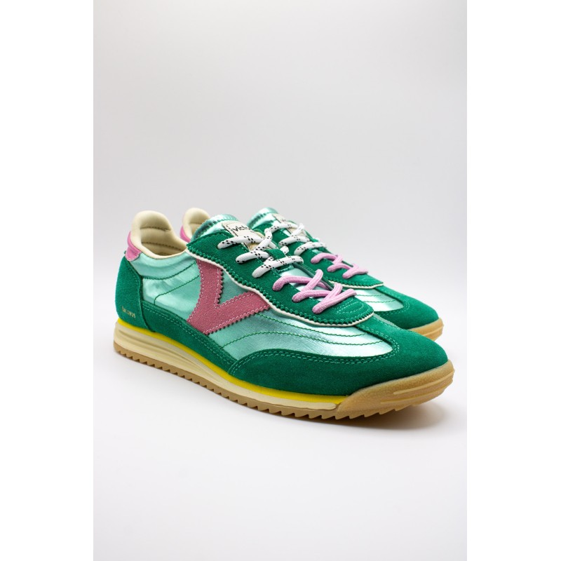 Baskets Saturno Jade femme vert et rose rétro
