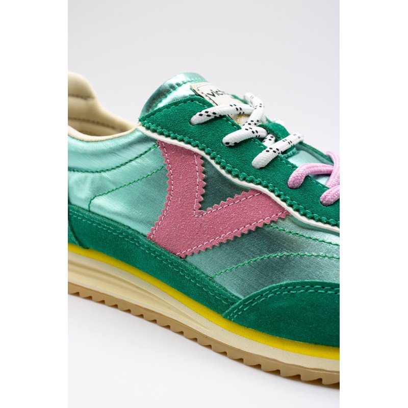 Baskets Saturno Jade femme vert et rose rétro