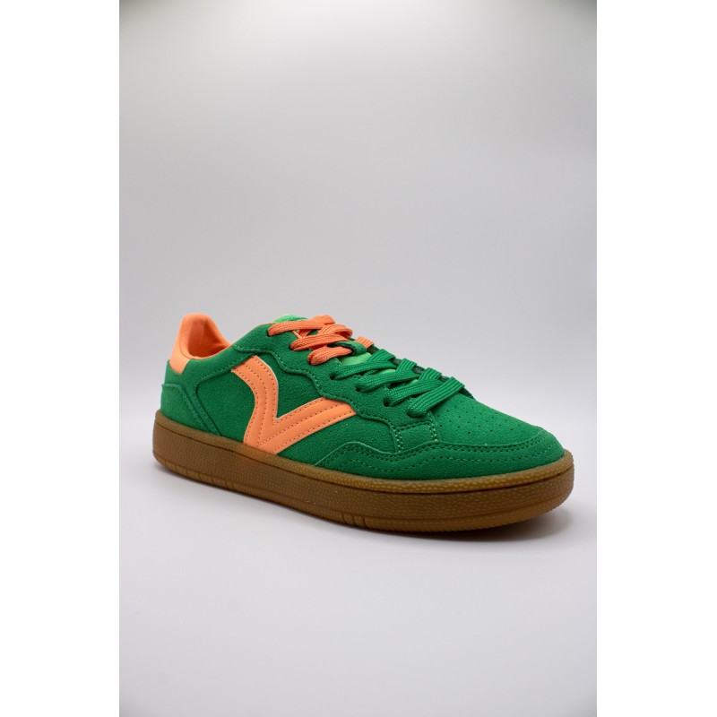 Baskets Smash Suede rétro vert et orange femme