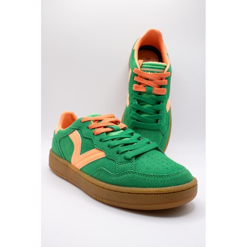 Baskets Smash Suede rétro vert et orange femme
