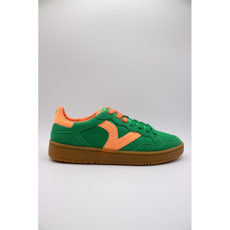 Baskets Smash Suede rétro vert et orange femme