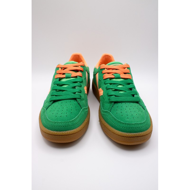 Baskets Smash Suede rétro vert et orange femme