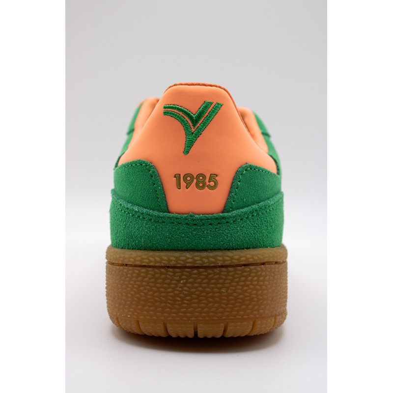 Baskets Smash Suede rétro vert et orange femme