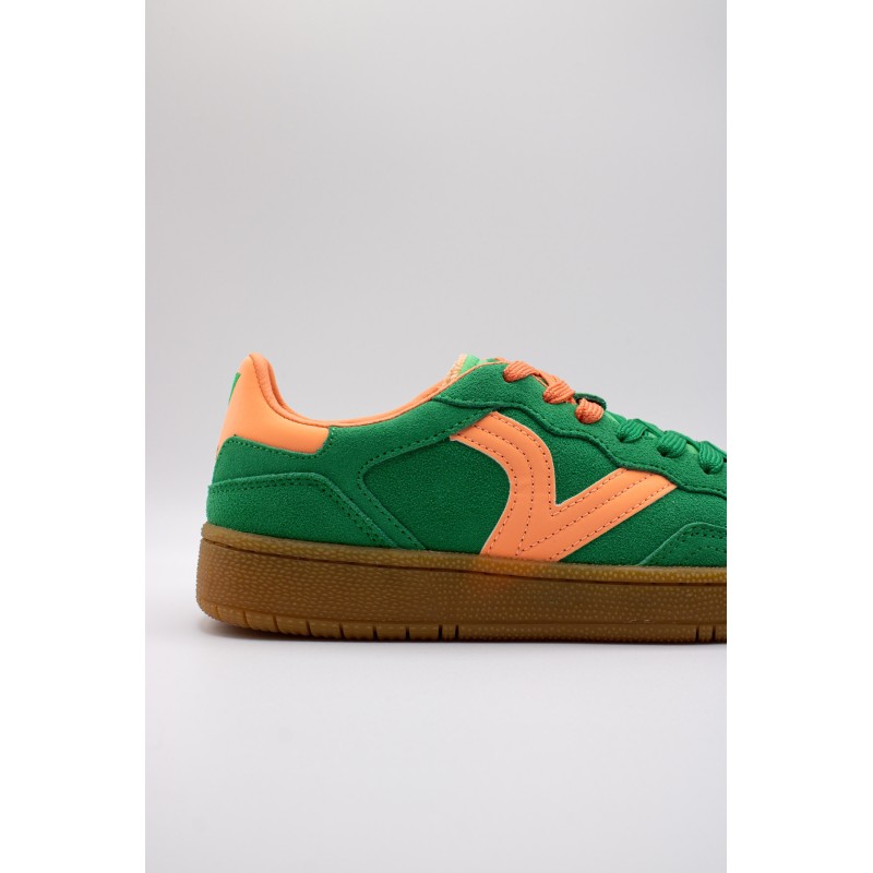 Baskets Smash Suede rétro vert et orange femme
