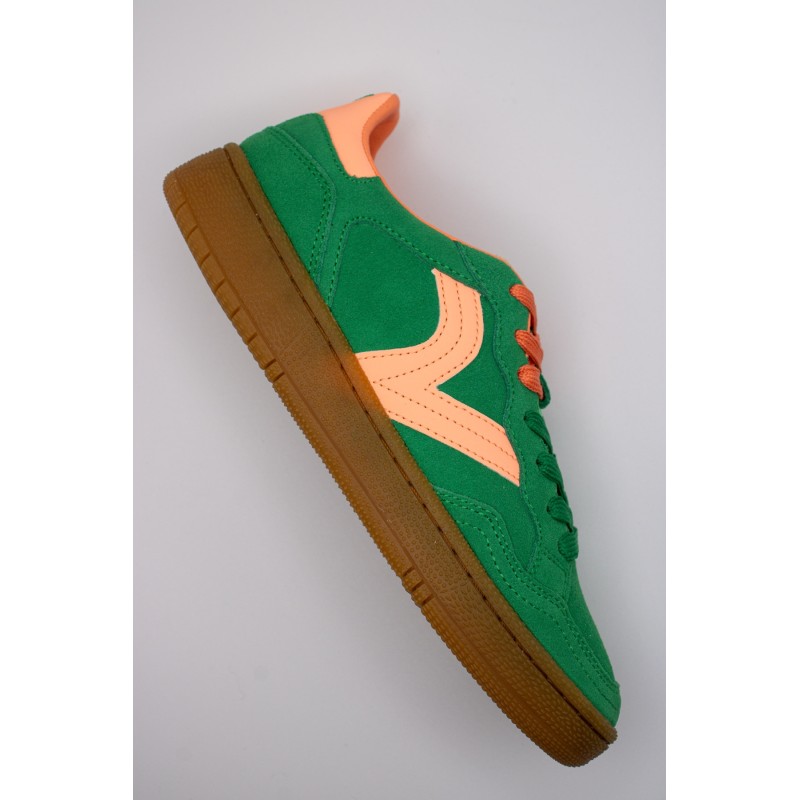 Baskets Smash Suede rétro vert et orange femme