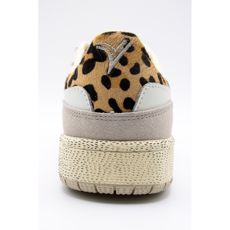 Baskets Victoria Smash Glam cuir et léopard femme