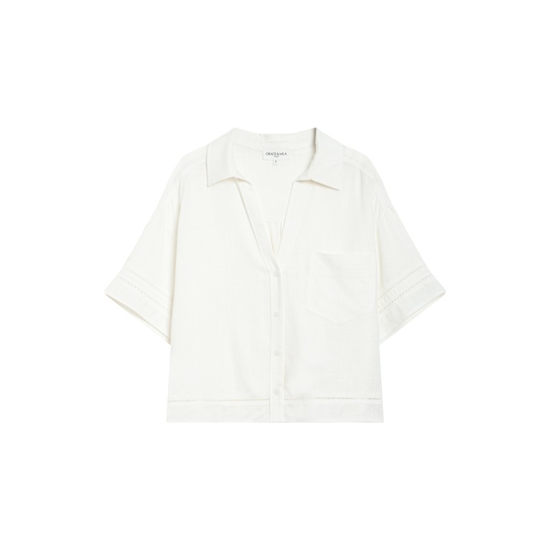 Grace et Mila chemise blanche manches courtes femme