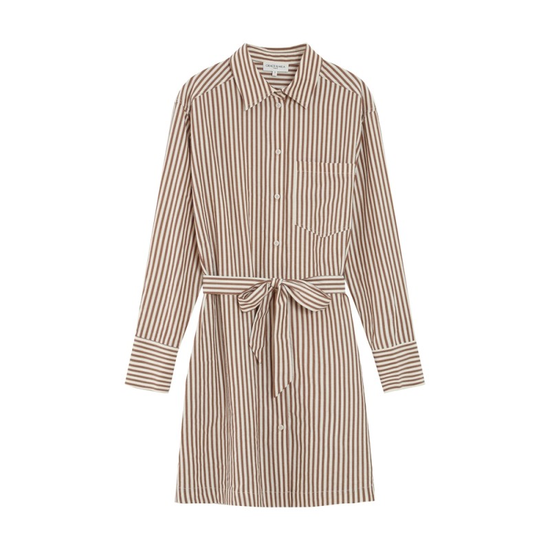 Robe chemise rayée mocha VISERY Grace & Mila femme