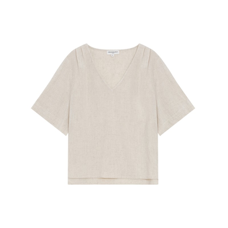 Top sable Violon Grace & Mila manches courtes femme