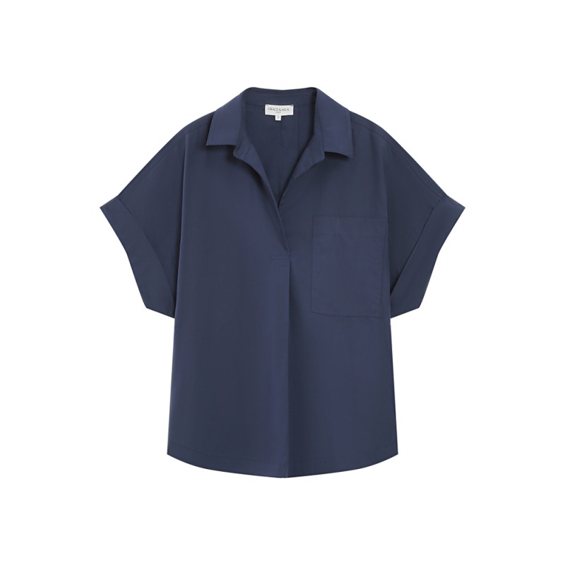 Blouse coton marine Versigny Grace & Mila femme