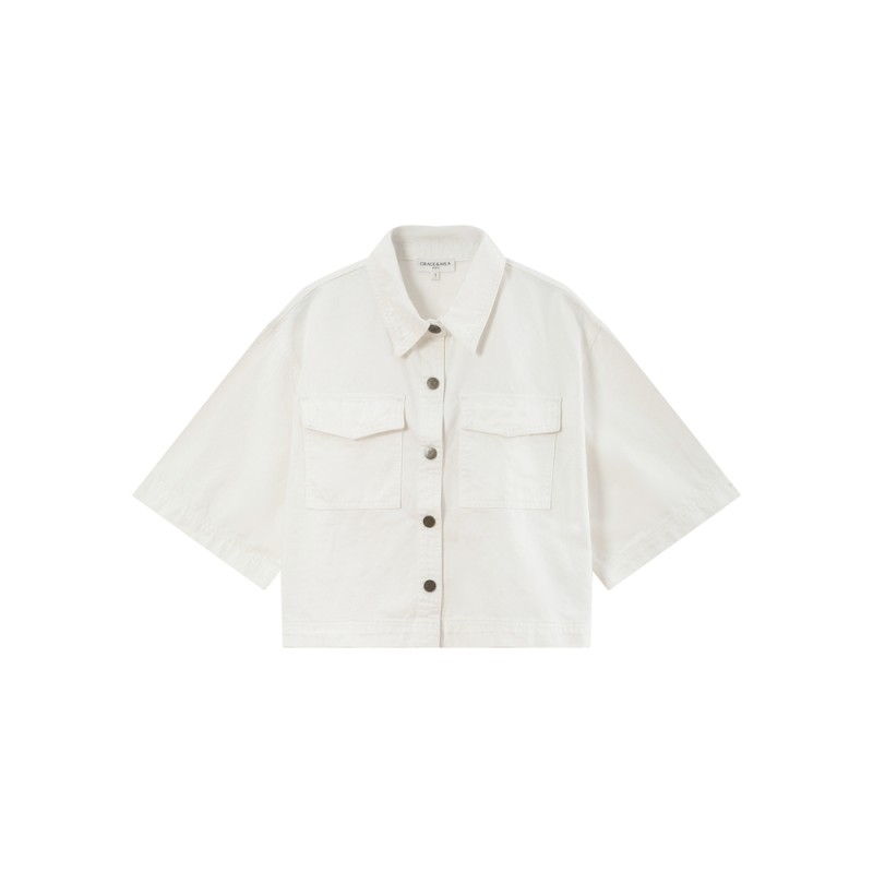 Chemise oversize denim blanche VITA Grace & Mila