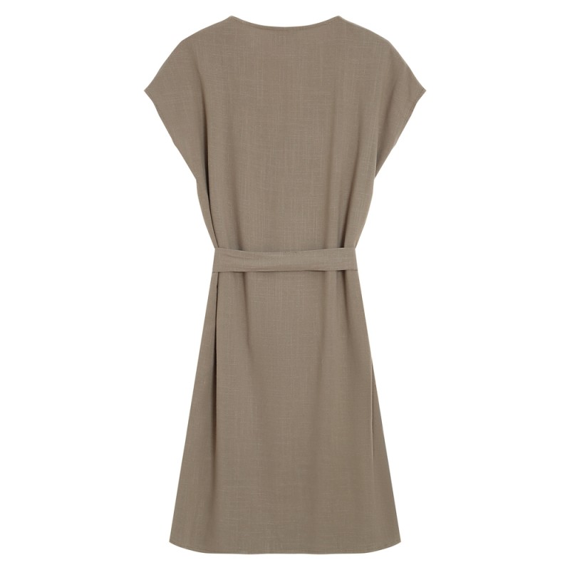 Robe courte kaki col V femme Grace & Mila