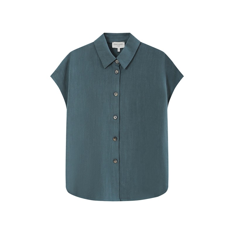 Perez emeraude- Chemise fluide à manches courtes GRACE & MILA Femme