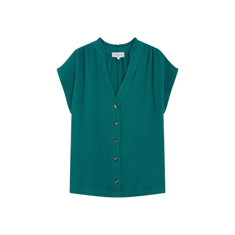 Chemise Grace et Mila WESRA Émeraude Femme Coton