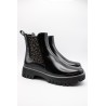 Bottines pluie Rory Lemon Jelly noir vernis léopard