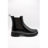 Bottines pluie Rory Lemon Jelly noir vernis léopard