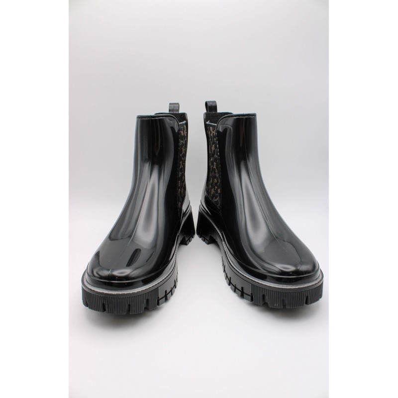 Bottines pluie Rory Lemon Jelly noir vernis léopard