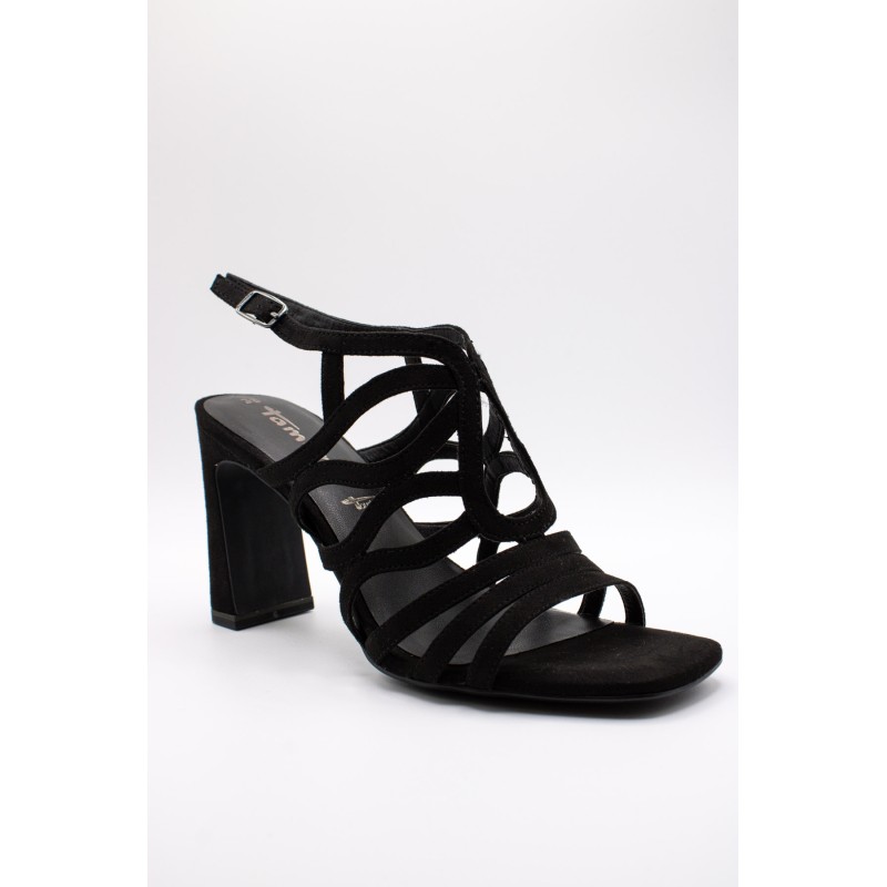 Sandales à talon noir nubuck femme Tamaris