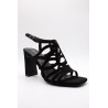 Sandales à talon noir nubuck femme Tamaris