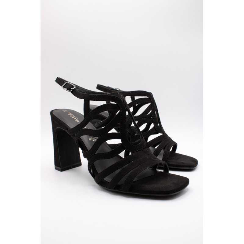 Sandales à talon noir nubuck femme Tamaris